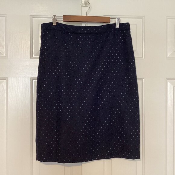 Sweet Salt Navy Blue Polka Dot Pencil Lined Zipper Closure Skirt  Size L - Picture 2 of 7
